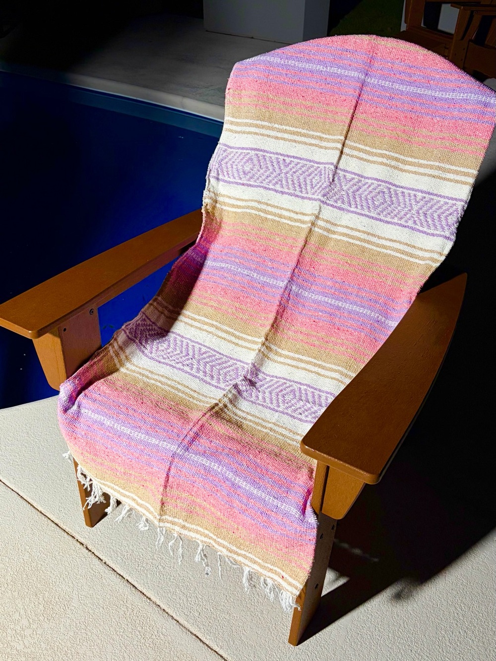 Mexican Falsa Blanket – Woven Striped Serape Throw with Fringe